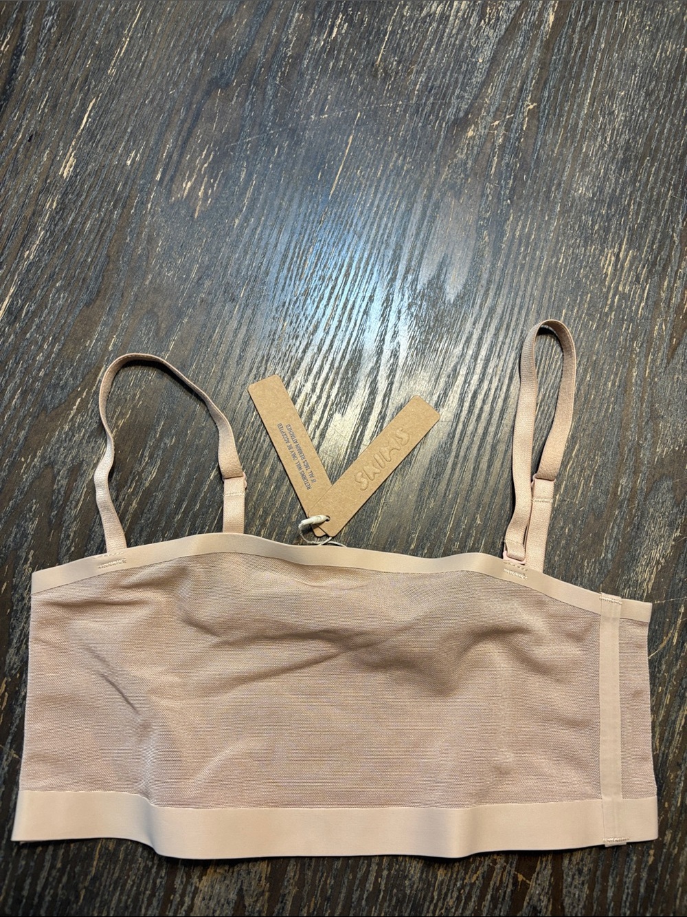 SKIMS clay small sheer Nude Seamless Bandeau Bralette with Adjustable Straps